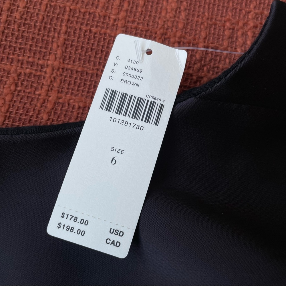Anthropologie Sleeveless Square Neck Shift Mini Dress in Dark Brown Size 6 NWT - Picture 6 of 12